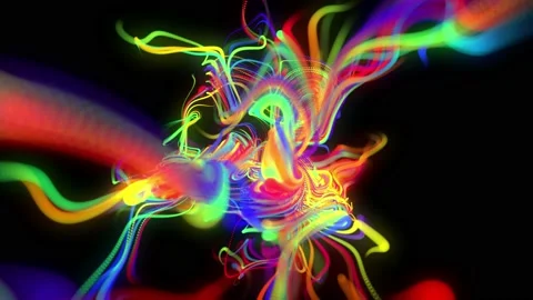 Abstract looped background with flow of glow multicolor lines or light streaks Stock Footage 140902738
