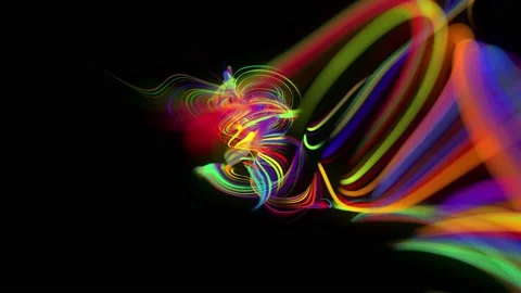 Abstract looped background with flow of glow multicolor lines or light streaks Stock Footage 140903276