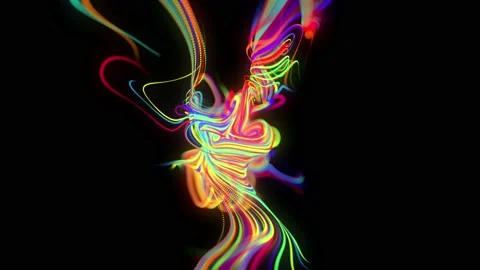 Abstract looped background with flow of glow multicolor lines or light streaks Stock Footage 140903376