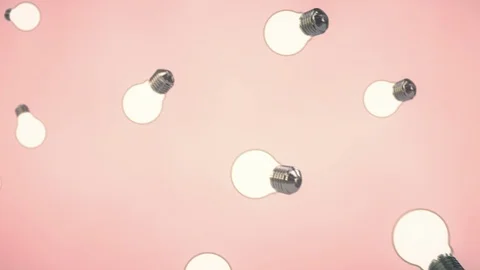 Abstract looped background with lots of electric light bulbs on pink-peach. Stock Footage 129487801