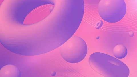 Abstract looped background with sphere and bagels in 3D space. Stock Footage 240180072