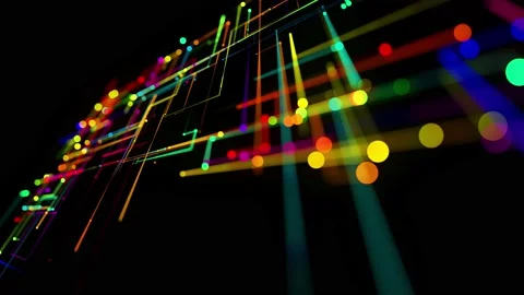 Abstract looped background as technological concept with many lines and nodes of 库存影片 140020946