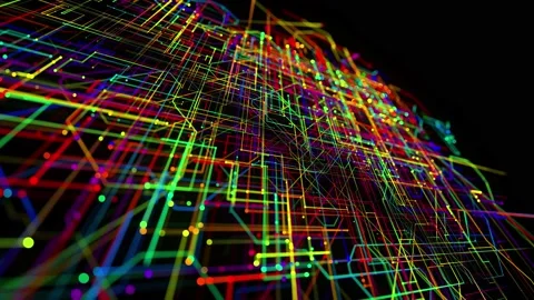 Abstract looped background as technological concept with many lines and nodes of 库存影片 140022673
