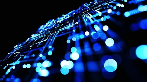 Abstract looped background as technological concept with many blue lines and Stock Footage 140219404