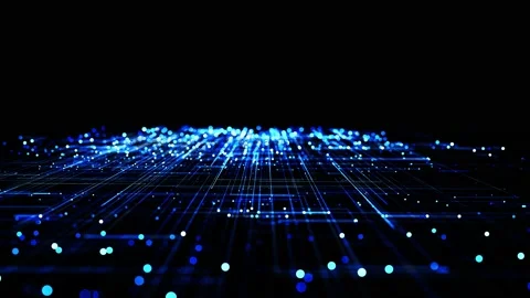 Abstract looped background as technological concept with many blue lines and Stock Footage 140219489