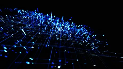 Abstract looped background as technological concept with many blue lines and Stock Footage 140219666