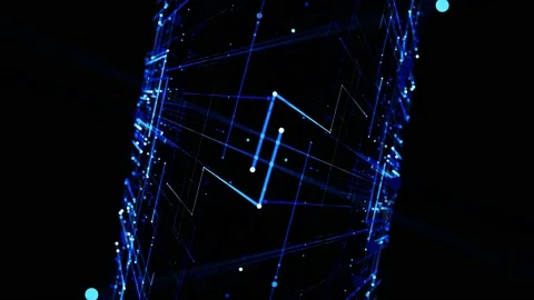 Abstract looped background as technological concept with many blue lines and Stock Footage 140219888