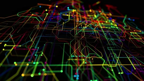 Abstract looped background as technological concept with many lines and nodes of 库存影片 140927651