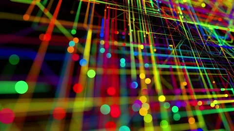 Abstract looped background as technological concept with many lines and nodes of 库存影片 141661711