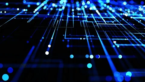 Abstract looped background as technological concept with many blue lines and Stock Footage 148508018