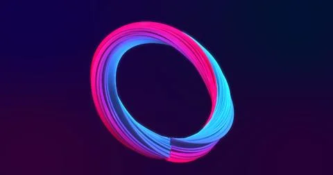 Abstract looped beautiful voluminous multi-colored luminous pink-purple twi.. Illustrazione stock