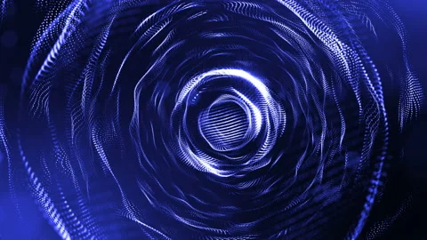 Abstract looped dynamic composition of luminous particles like garland fly in Stock Footage 98057210