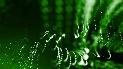 Abstract looped dynamic composition of luminous particles like garland. Abstract Stock Footage 98057981