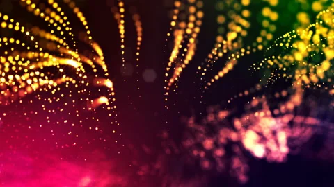 Abstract looped dynamic composition of luminous particles like garland. Abstract Stock Footage 98058935