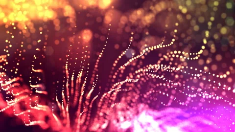Abstract looped dynamic composition of luminous particles like garland. Abstract Stock Footage 98059232