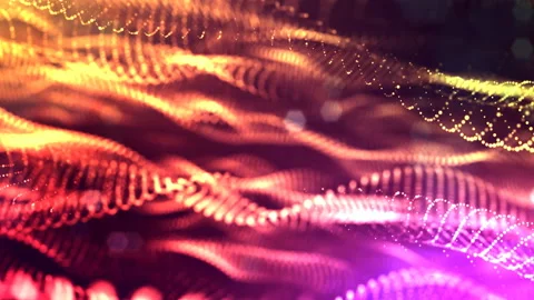 Abstract looped dynamic composition of luminous particles like garland. Abstract Stock Footage 98060123