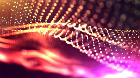 Abstract looped dynamic composition of luminous particles like garland. Abstract Stock Footage 98060257