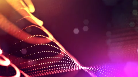 Abstract looped dynamic composition of luminous particles like garland. Abstract Stock Footage 98060335