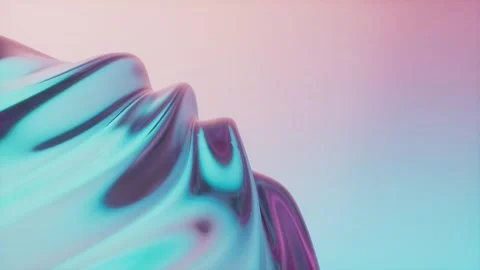 Abstract looped wavy glass structure with smooth reflective surface on gradient Stock Footage 297460538
