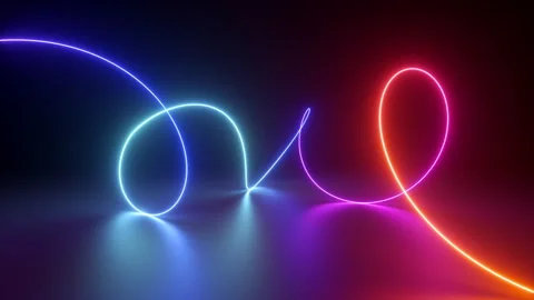 Abstract looping 3d animation, endless neon curvy spiral line Stock Footage 247416453