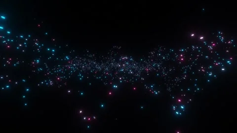 Abstract looping animated background. Particles glowing with blue and purple whi Stock Footage 262604139