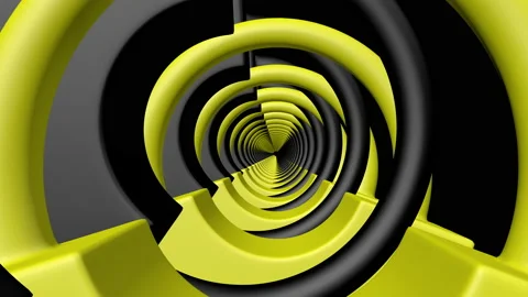 Abstract looping animation, the camera moves through a yellow-black tunnel th Stock Footage 222432533
