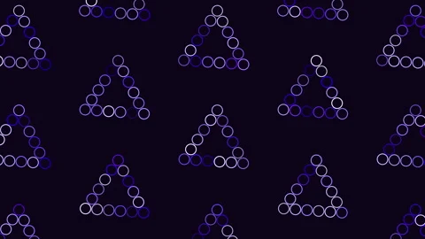 Abstract looping background of glowing circular triangle pattern on dark blue Stock Footage 334139423