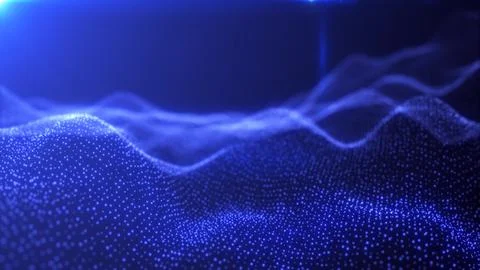 Abstract looping blue energy waves from particles of futuristic hi-tech glo.. Stock Illustration