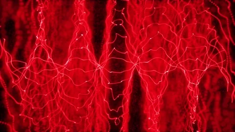 Abstract looping energy waves from particles of futuristic high-tech glowin.. Stock Footage 331653937