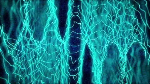 Abstract looping energy waves from particles of futuristic high-tech glowin.. Stock Footage 331653938