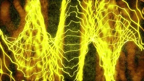 Abstract looping energy waves from particles of futuristic high-tech glowin.. Video stock 331653955