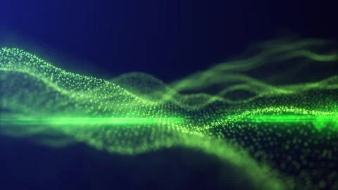 Abstract looping green energy waves from particles of futuristic hi-tech gl.. 스톡 일러스트