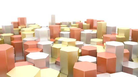 Abstract looping hexagonal blocks in a honeycomb formation Stock-Footage 62259347