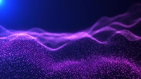 Abstract looping purple energy waves from particles of futuristic high-tech.. Stock Illustration
