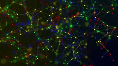 Abstract lopping plexus geometric background with color lines and dots Stock Footage 73882901