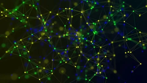 Abstract lopping plexus geometric background with color lines and dots Video stock 73883010