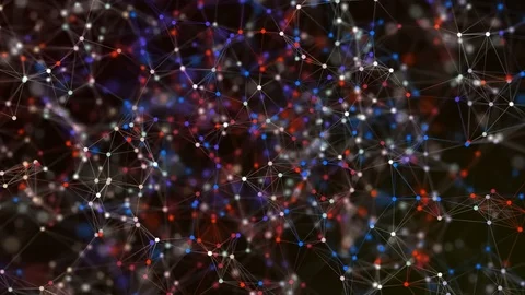 Abstract lopping plexus geometric background with color lines and dots Stock Footage 73885249