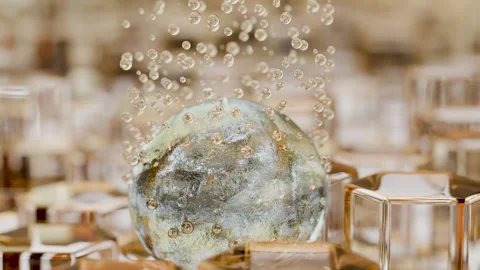 Abstract lotion Serum drop reduce  wrinkled saggy skin cells, Hexagonal orange Stockbeeldmateriaal 275188959