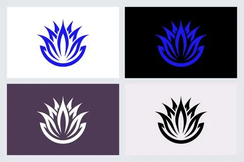 Abstract Lotus Flower Logo Set Vector Stock Illustration