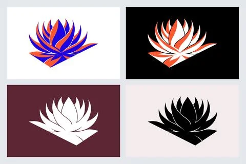 Abstract Lotus Flower Logo Set Design Elements Stock Illustration