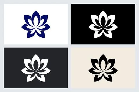 Abstract Lotus Flower Logo Set Design Stock Illustration