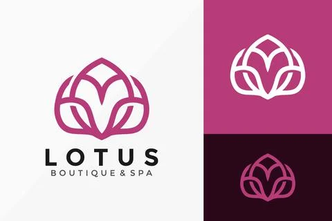 Abstract Lotus Leaf Logo Icon Vector Design. Luxury, simple, minimal and eleg 스톡 일러스트