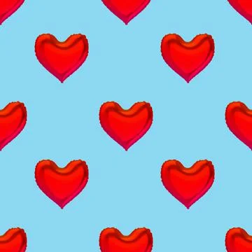 Abstract love 3d rendering seamless pattern of heart-shaped balloons Stock Illustration