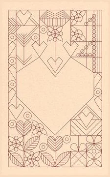 Abstract love card with geometric pattern with thin lines Illustrazione stock