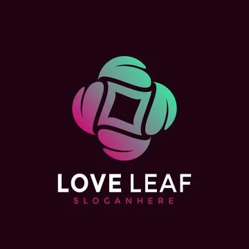 Abstract Love Leaf Creative Modern Logo Design Vector Illustration Stock Illustration
