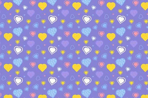 Abstract love pattern vector on a purple background. Valentines day love patt Stock Illustration