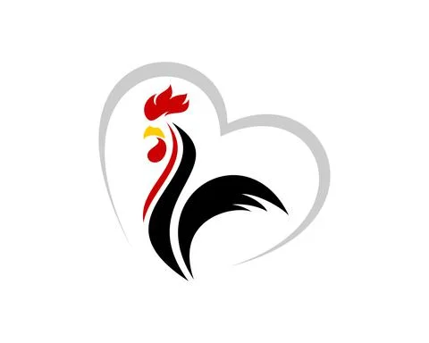 Abstract love shape with rooster inside Stock Illustration