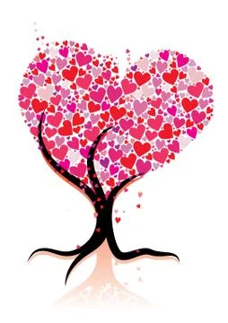 Abstract love tree in heart shape, vector illustration Stock Illustration