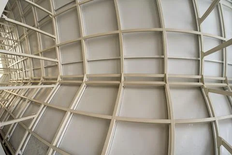 Abstract low angle view of contemporary architectural ceiling with glass pa.. Stock Photos