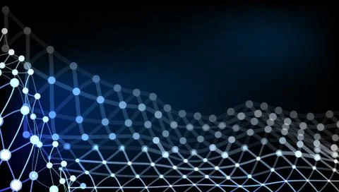 Abstract Low Poly And Lines Tech Dark Concept イラスト素材